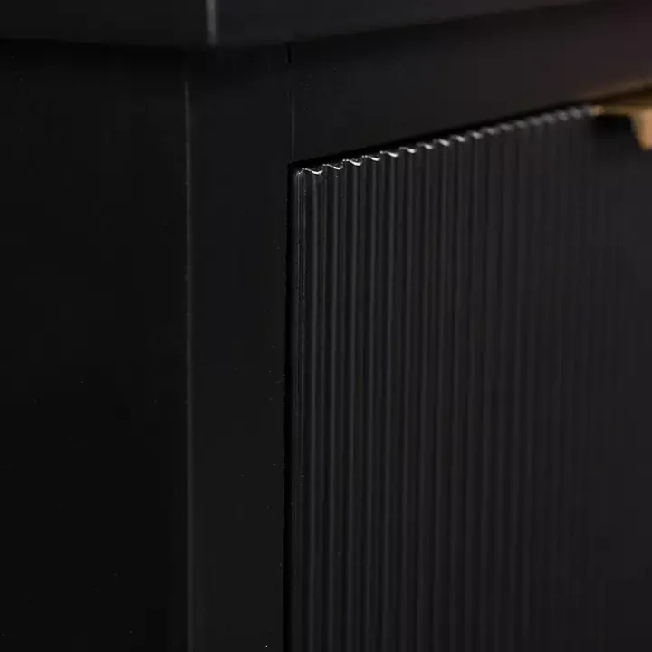 Black Ribbed Wood Colleen Accent Table