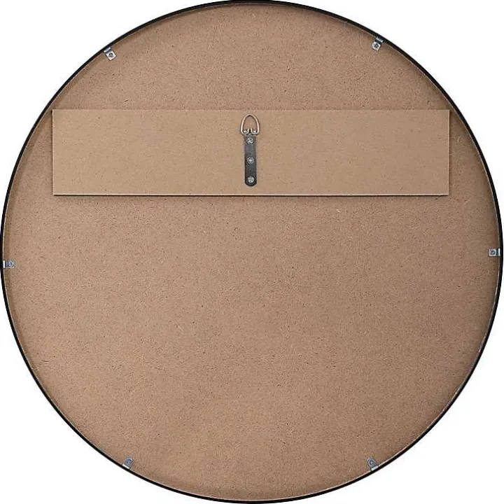 Black Round Simple Frame Medium Wall Mirror