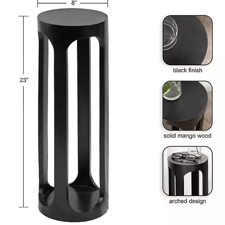 Black Round Wood Devon Accent Table