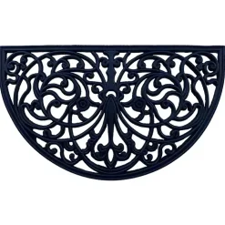 Black Rubber Halfmoon Flower Doormat