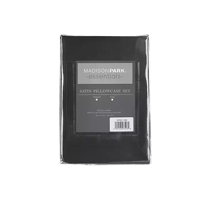 Black Satin King 2-pc. Pillow Case Set