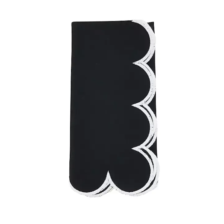 Black Scalloped Edge Napkins, Set of 4