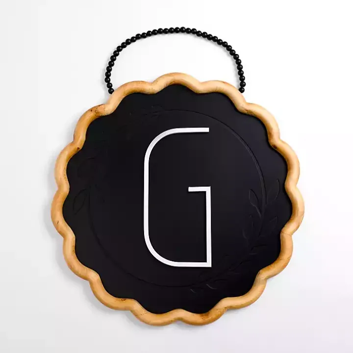 Black Scalloped Monogram G Wall Plaque