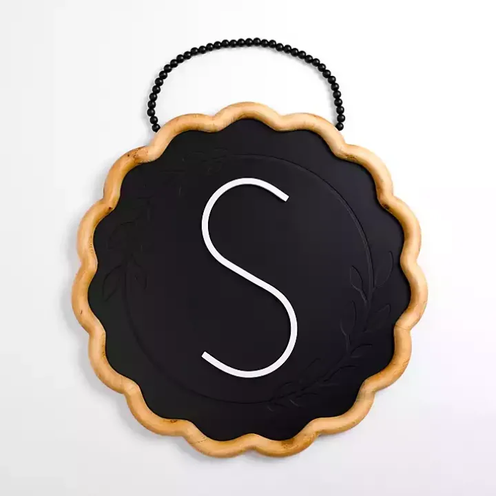 Black Scalloped Monogram S Wall Plaque
