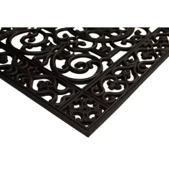 Black Scroll Border Rubber Doormat, 36x24