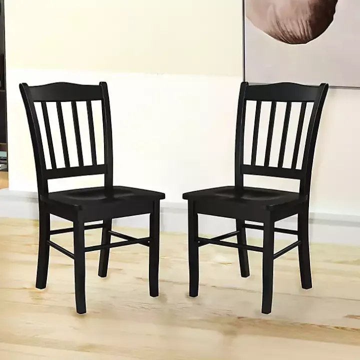 Black Shaker Wood Dining Chairs, Set of 2