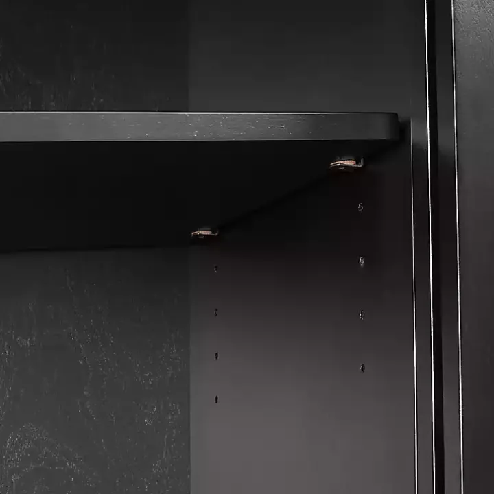 Black Slatted Sliding Door Sideboard