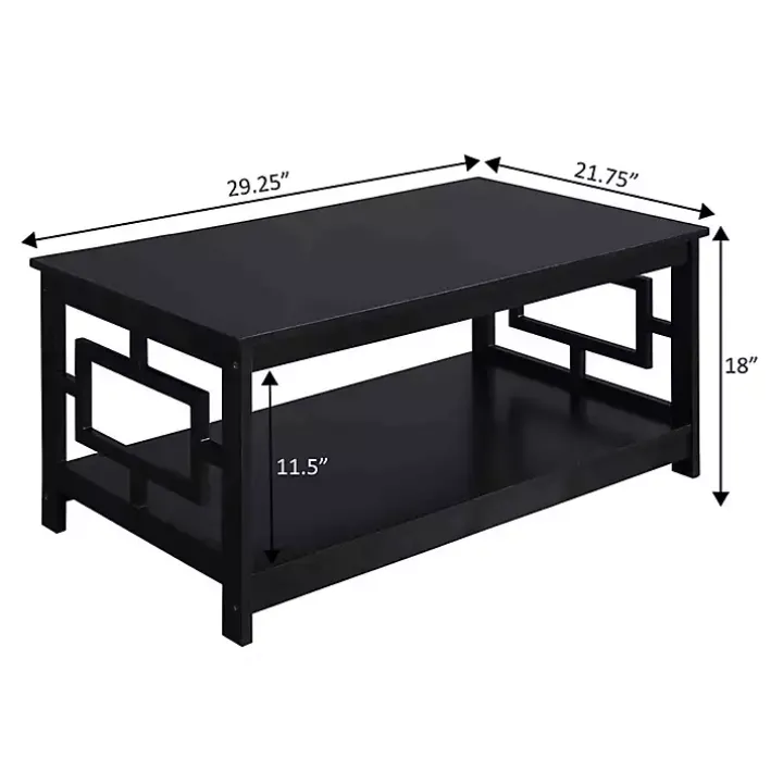 Black Square Cut-Out Sides Coffee Table