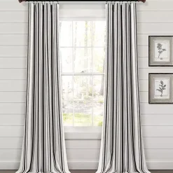 Black Stripe Farmhouse Curtain Panel Set, 95 in.