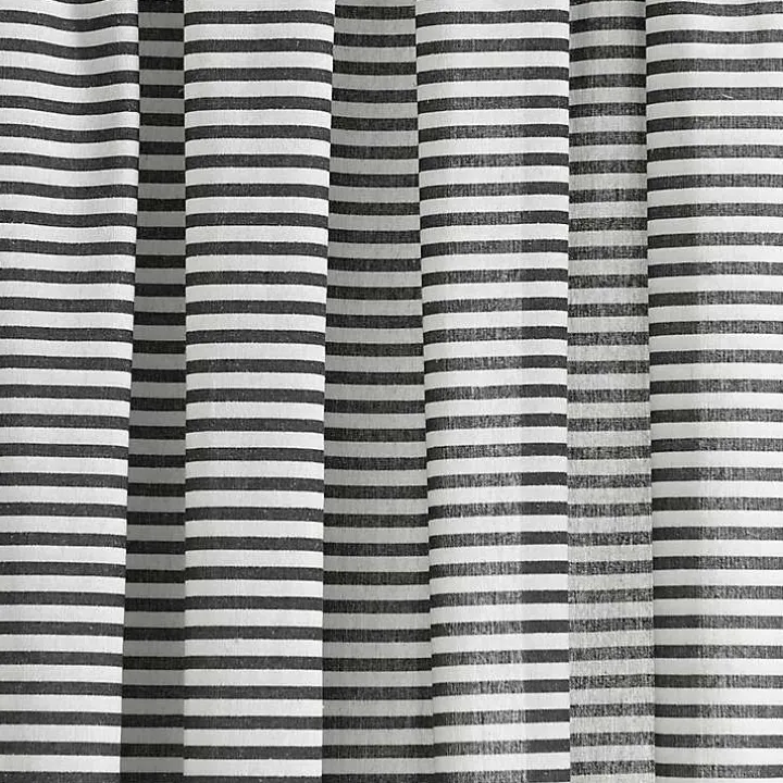 Black Striped Tassel Curtain Panel Set, 84 in.