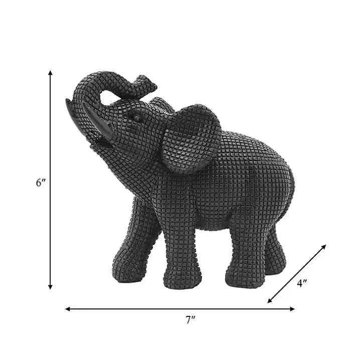 Black Textured Elephant Statue