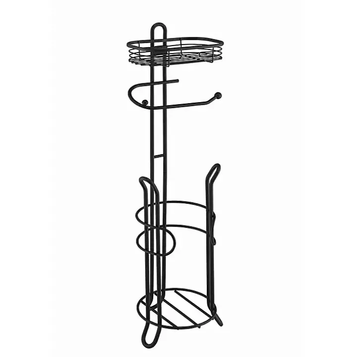 Black Toilet Paper Storage Stand with Basket