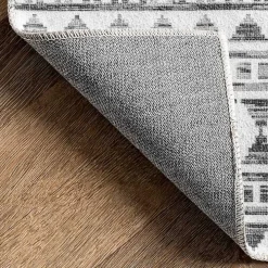 Black Tribal Geometric Washable Area Rug, 6x9