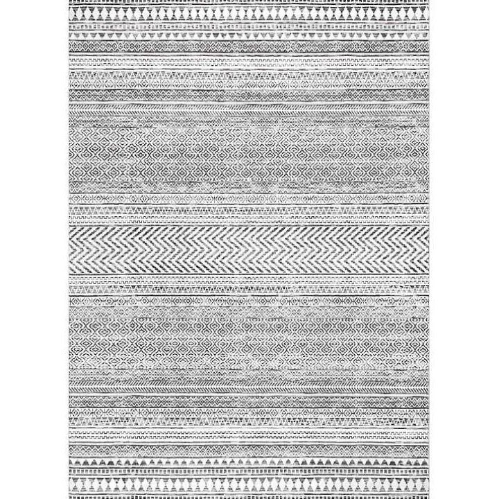 Black Tribal Geometric Washable Area Rug, 8x10
