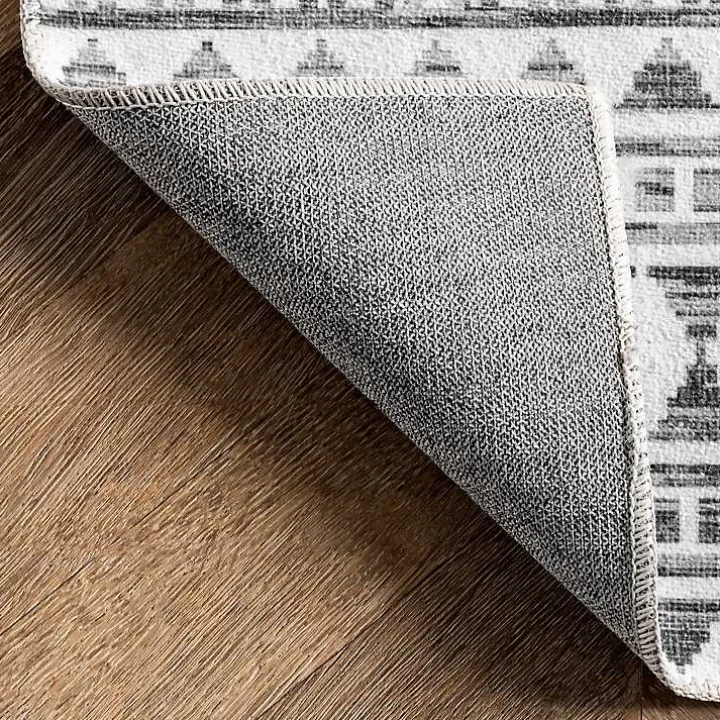 Black Tribal Geometric Washable Area Rug, 5x8