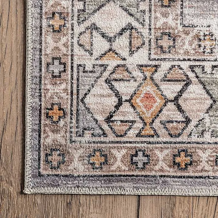 Black Tribal Motif Washable Area Rug, 5x8