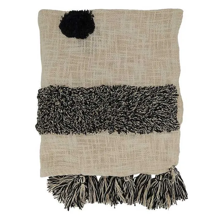 Black Tufted Dot Throw Blanket