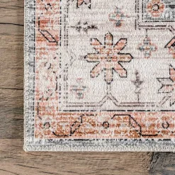 Black Vintage Motif Washable Area Rug, 5x8