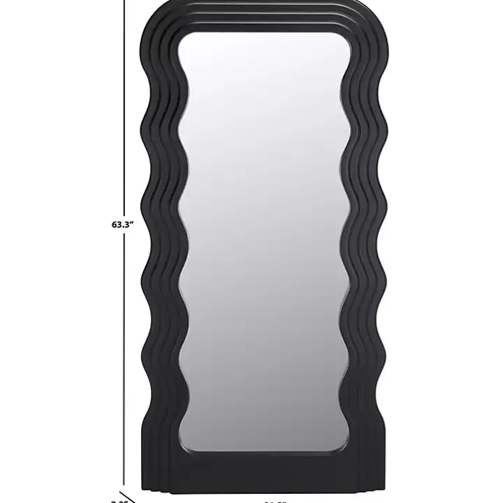 Black Wavy Mayha Leaner Mirror