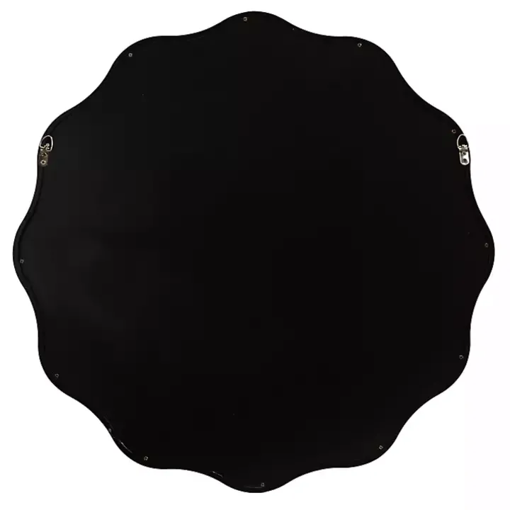 Black Wavy Scallop Round Wall Mirror
