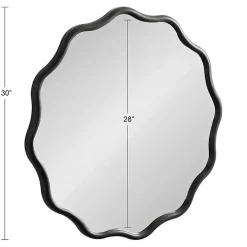 Black Wavy Scallop Round Wall Mirror