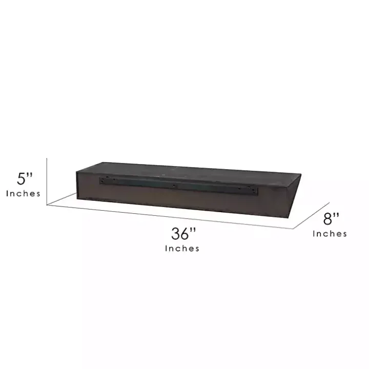 Black Wedge Wood Large Floating Shelf