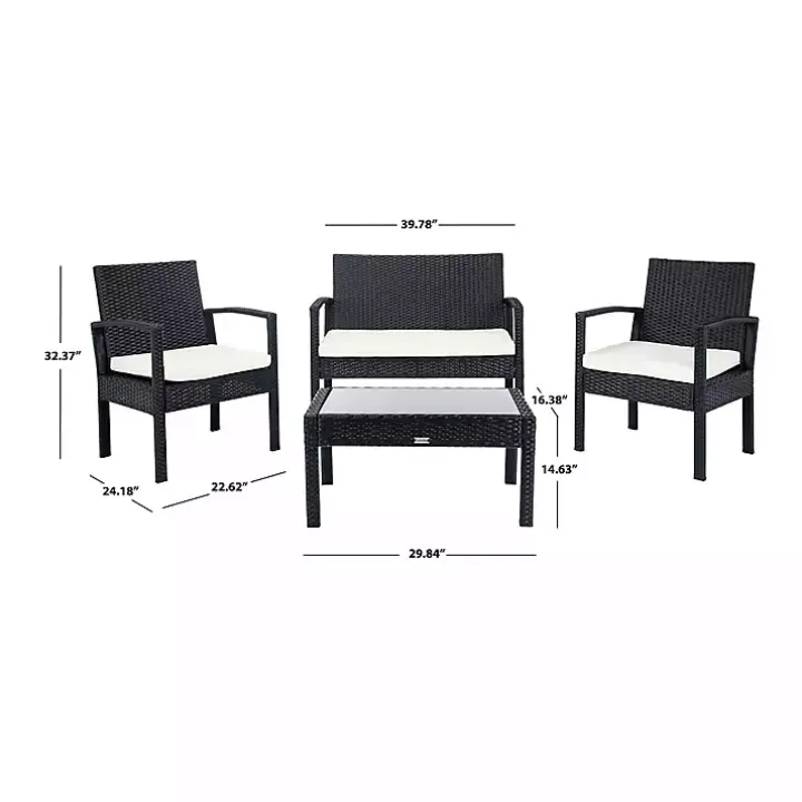 Black Wicker Frame 4-pc. Outdoor Living Set