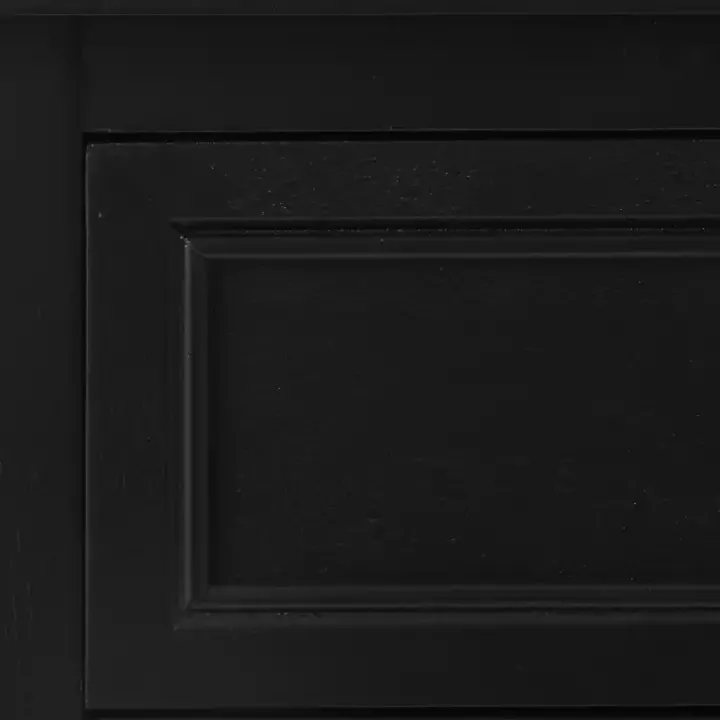 Black Wood & Natural Rattan Small Cabinet