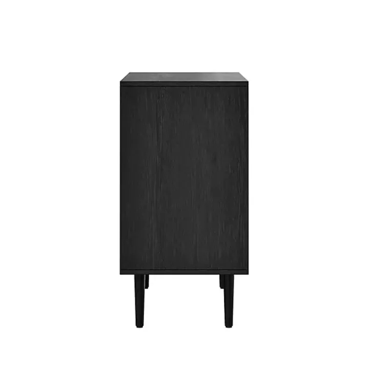 Black Wood and Arched Rattan 2-Door Cabinet