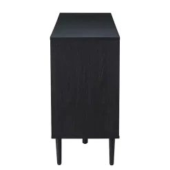 Black Wood and Cane Arched Sideboard Cabinet