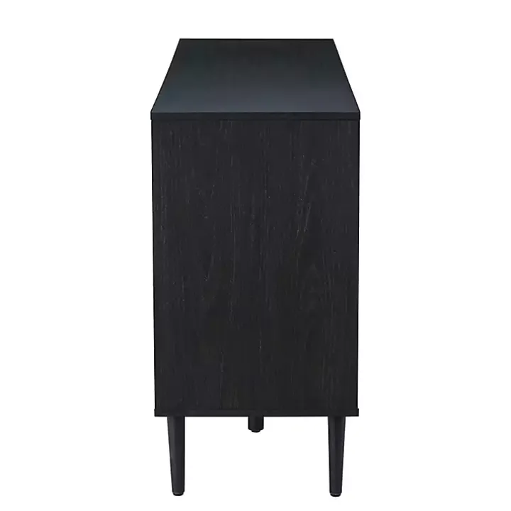 Black Wood and Cane Arched Sideboard Cabinet