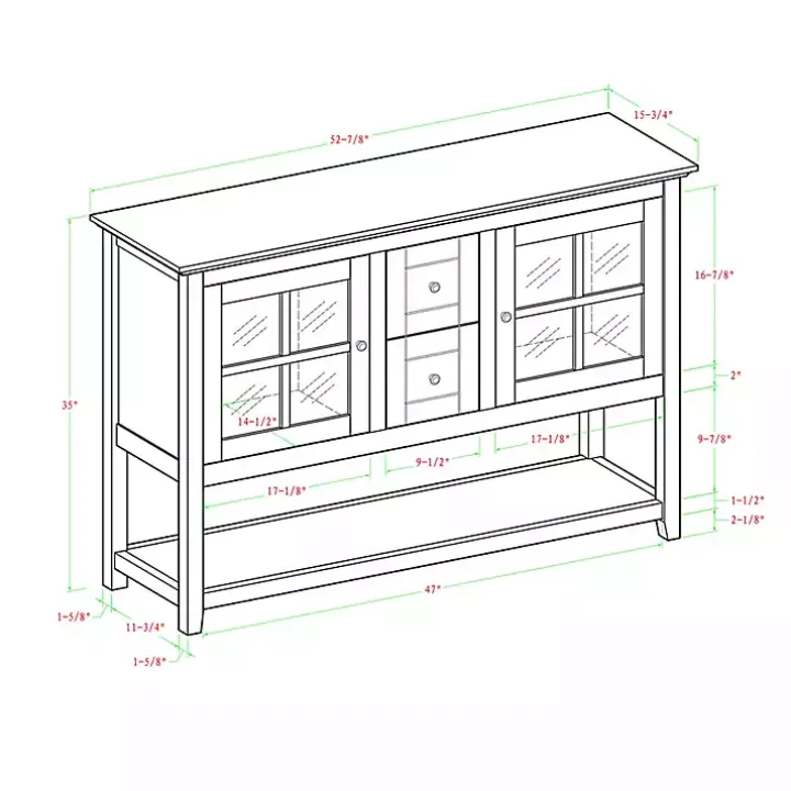 Black Wood and Glass Buffet Cabinet