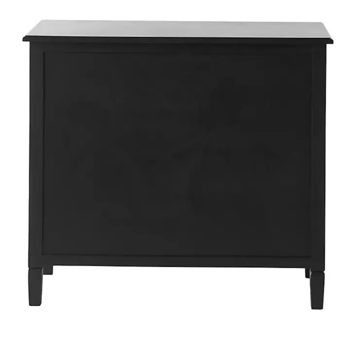 Black Wood and Natural Rattan Cabinet