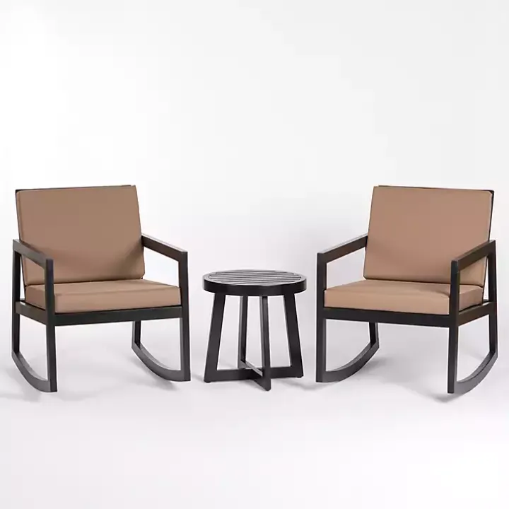 Black Wood Cushioned Rocker 3-pc. Conversation Set
