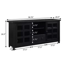 Black Wood 2-Door Windowpane Media Cabinet