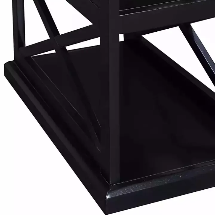 Black Wood Double X Sides Accent Table