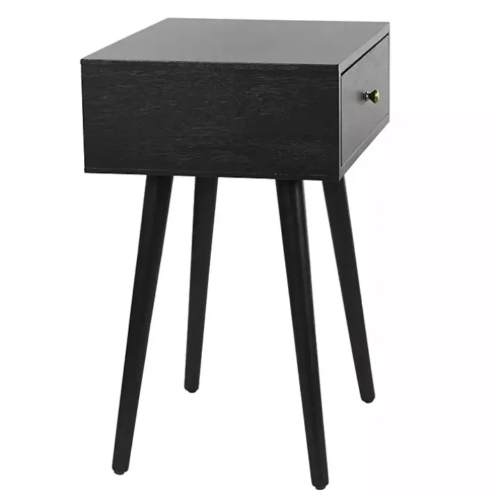 Black Wood 1-Drawer Arthur Accent Table