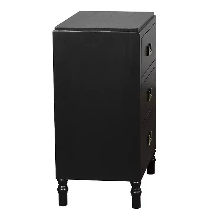 Black Wood 3-Drawer Layla Nightstand