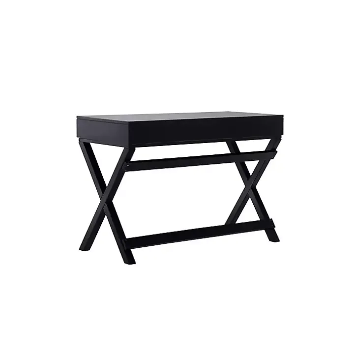 Black Wood 2-Drawer Peggy Desk