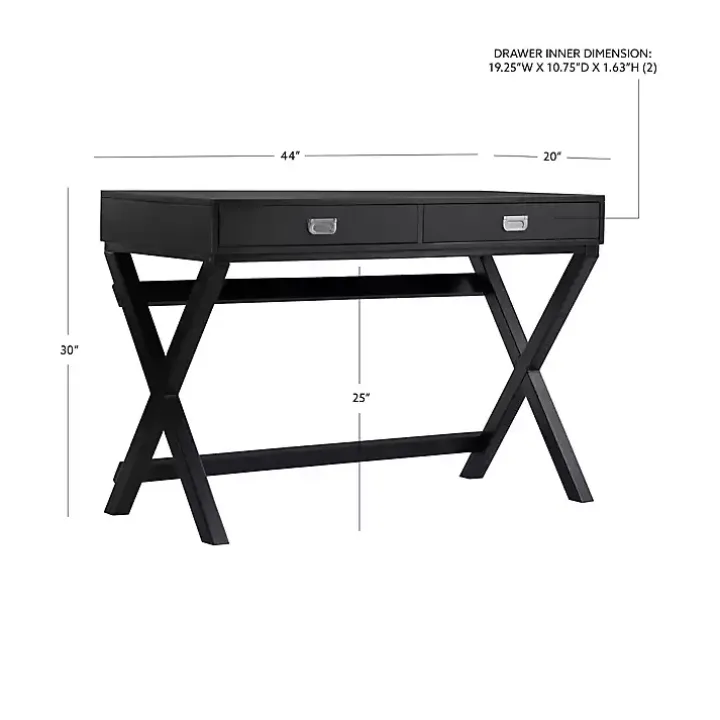 Black Wood 2-Drawer Peggy Desk