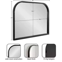 Black Wood Frame Arch Wall Mirror