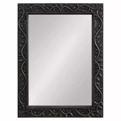 Black Wood Ornate Carved Wall Mirror