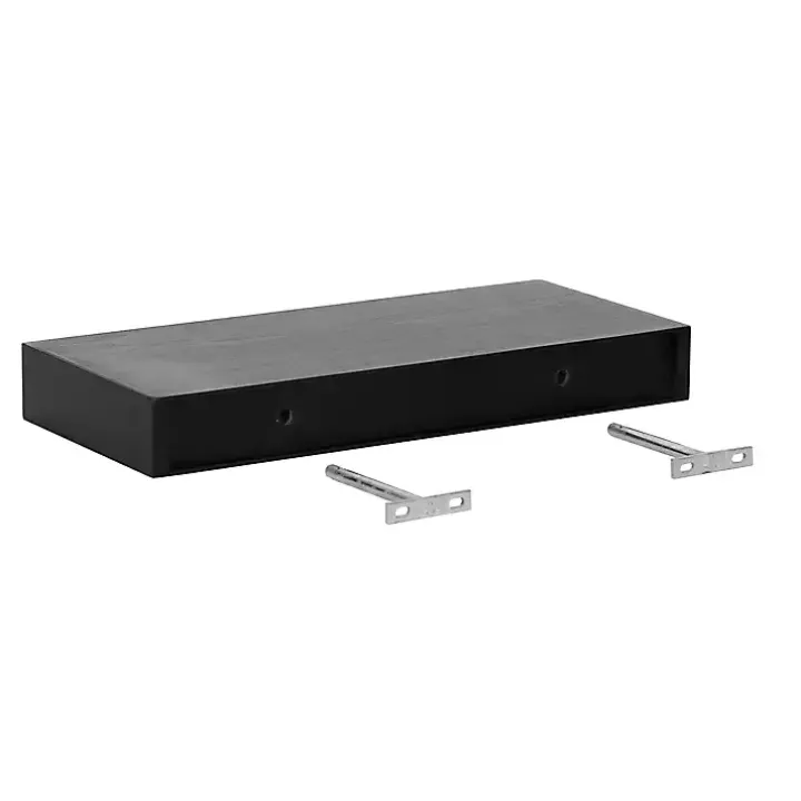 Black Wood 2-pc. Floating Shelves, 18 in.