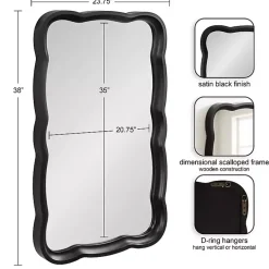 Black Wood Scalloped Leigh Wall Mirror