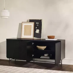 Black Wood Scandinavian 4-Door Sideboard
