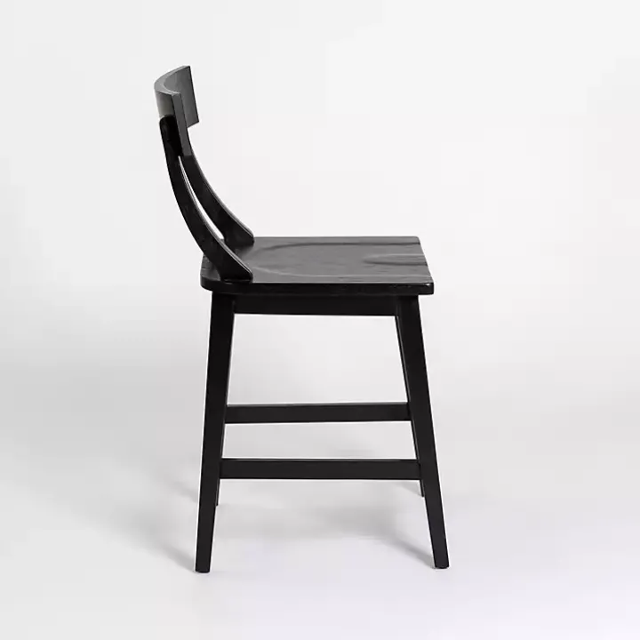 Black Wood T-Back Counter Stool