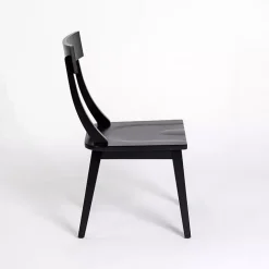 Black Wood T-Back Dining Chairs, Set of 2