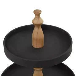 Black Wood 3-Tiered Decorative Tray