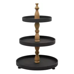 Black Wood 3-Tiered Decorative Tray