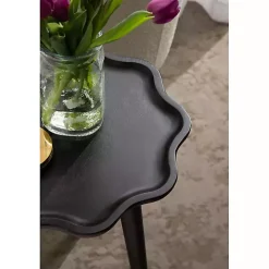 Black Wood Wavy Accent Table